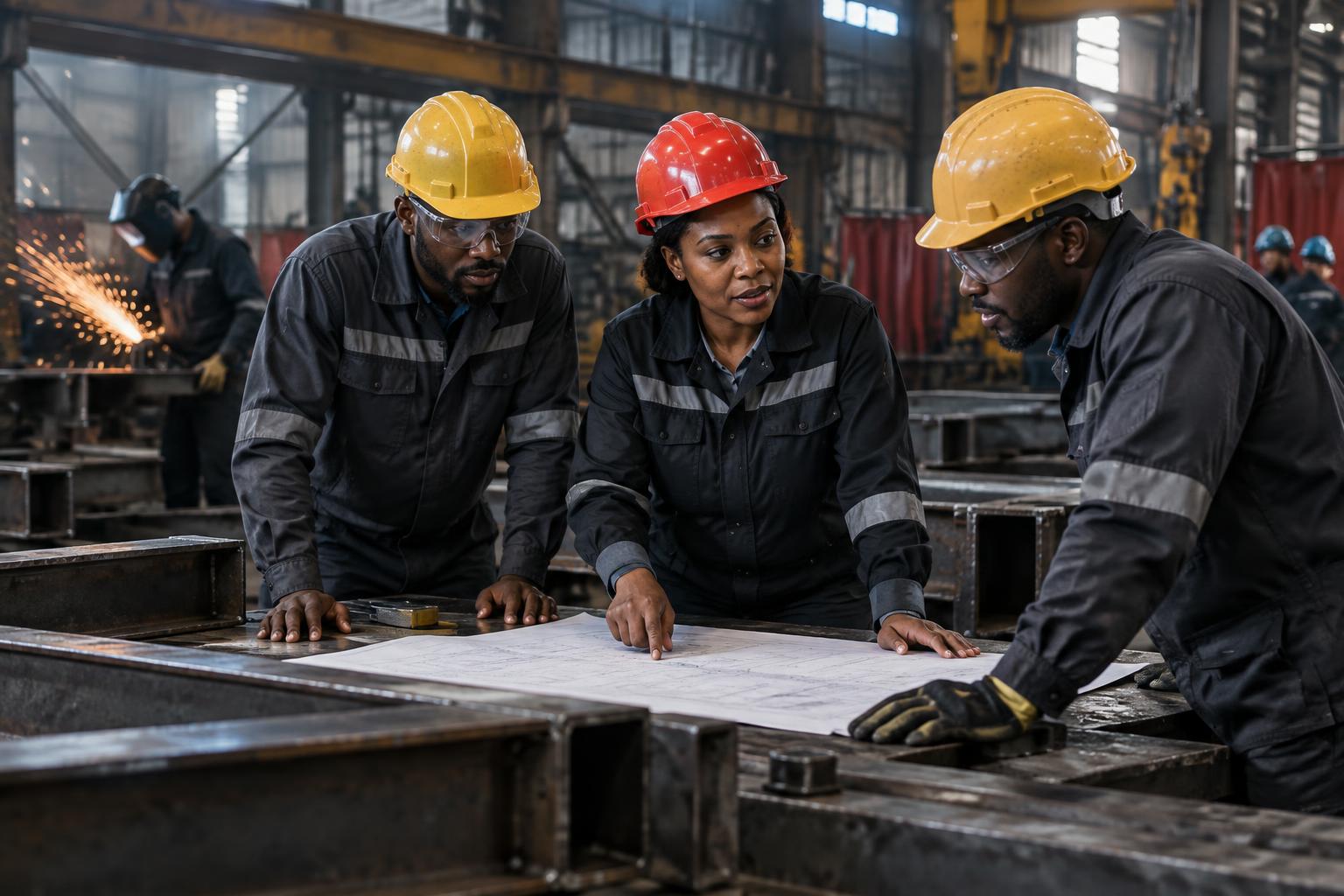 Masakheni engineering team reviewing project plans